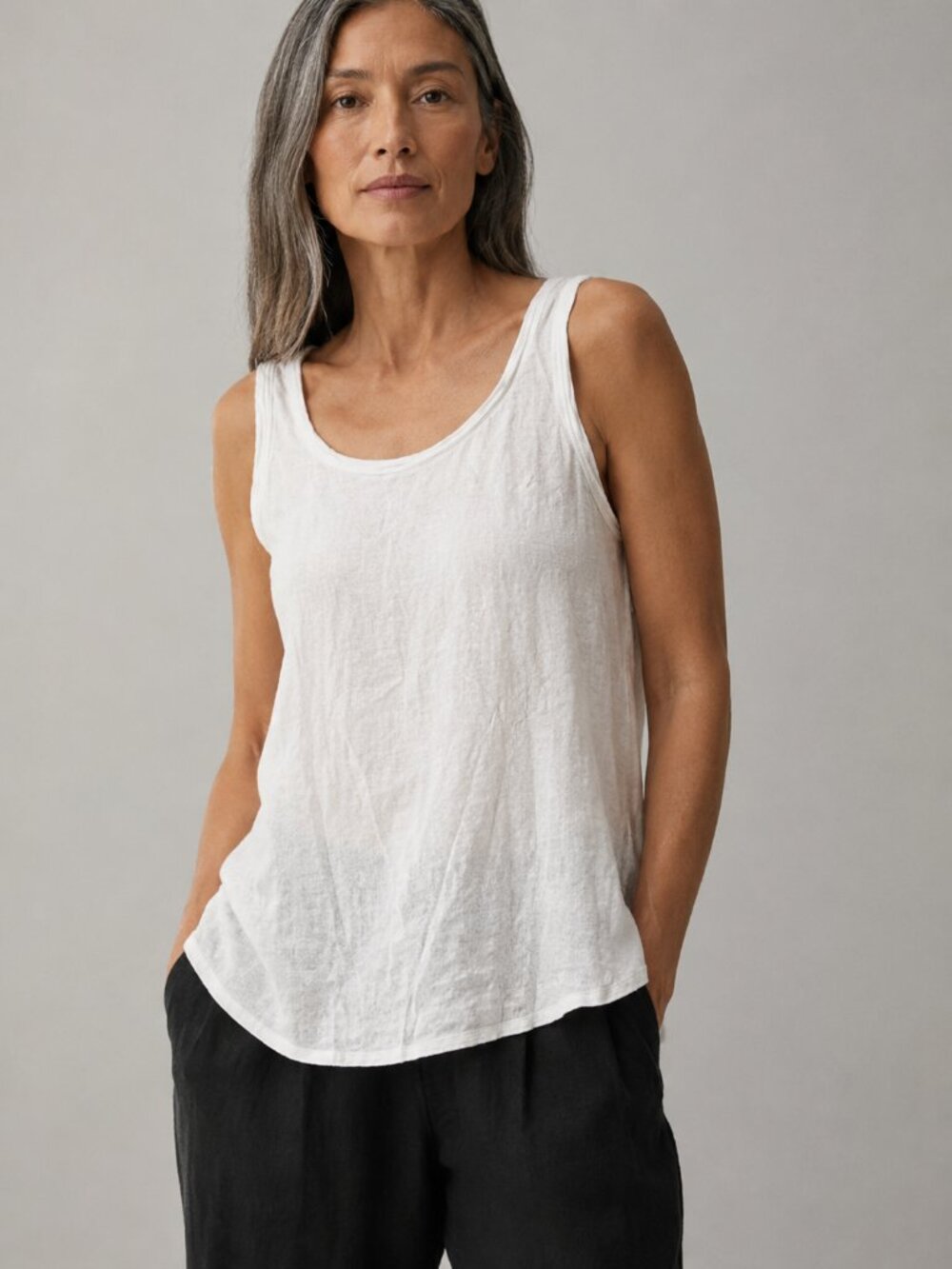 Eileen Fisher Organic Linen Scoop Neck Tank – Size XS (NWOT)